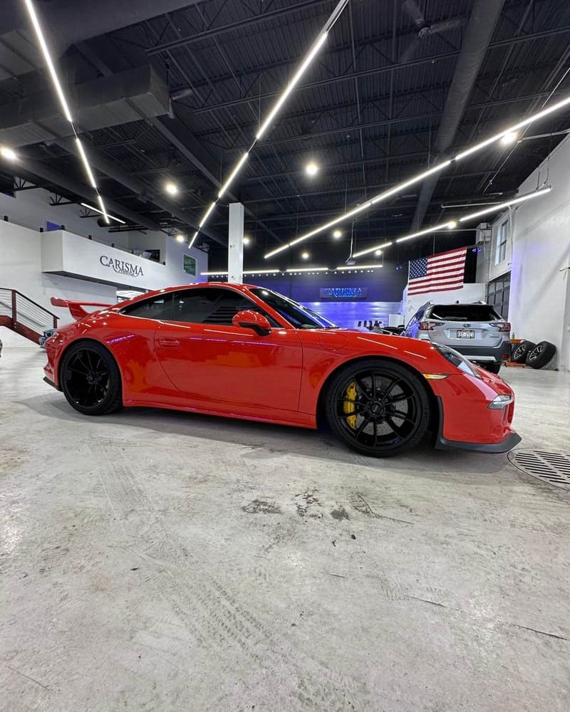 Porsche with fresh ceramic coating and deep gloss